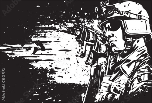 Vector illustration of a soldier on an abstract background