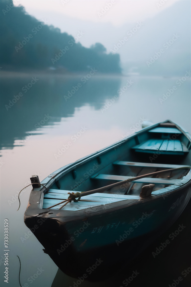 Gentle Ripples: Weathered Red Boat in Still Waters