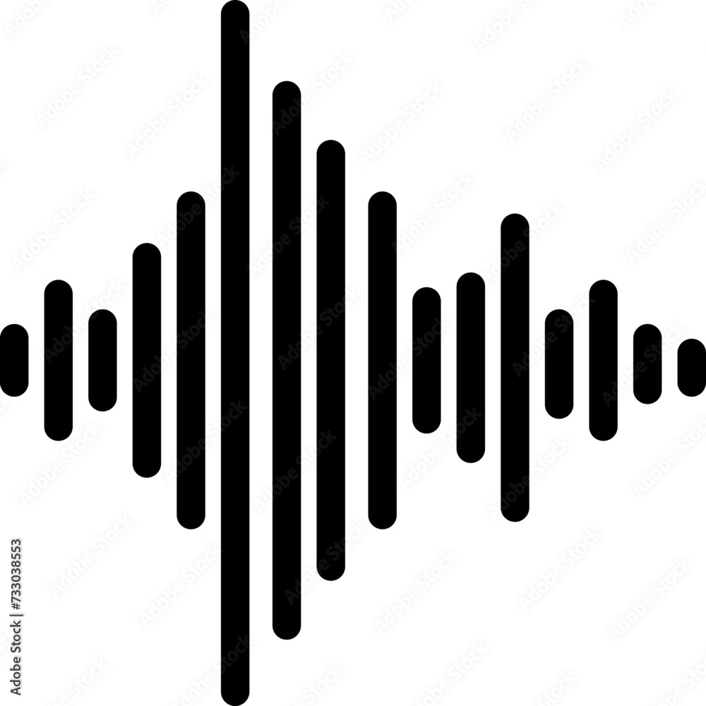 Wave Icon. Flat Waveform Vector Illustration. Volume Symbol. Wave Icon. Flat Waveform Vector Illustration. Volume Symbol.