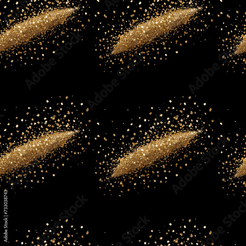 Golden glitter. Confetti with golden sparks. on a black background. seamless pattern