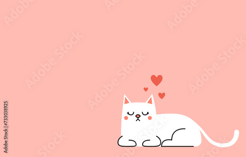 Valentine's poster design. Cat cartoon vector. Cute Couple Cat share with love heart for valentine's