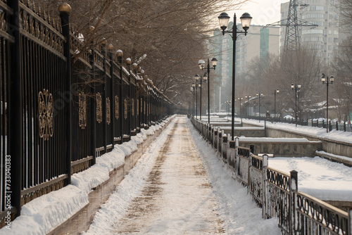 street in the old town at winter