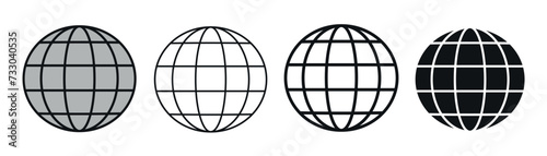 set of globe icon illustration black line  outline 