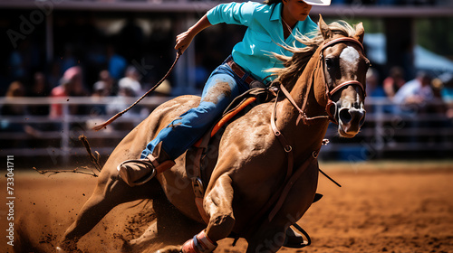 A horse and rider in a barrel racing competition © Muhammad