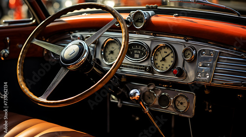 Details of a classic car's dashboard