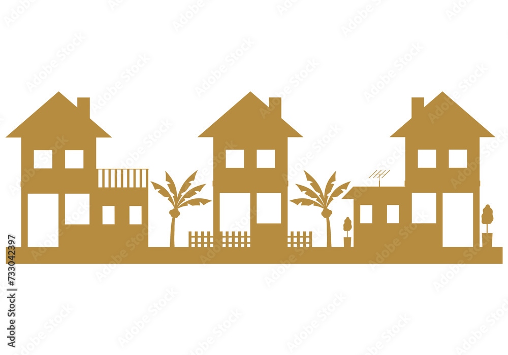 Fototapeta premium Gold Real Estate Icon Isolated on White