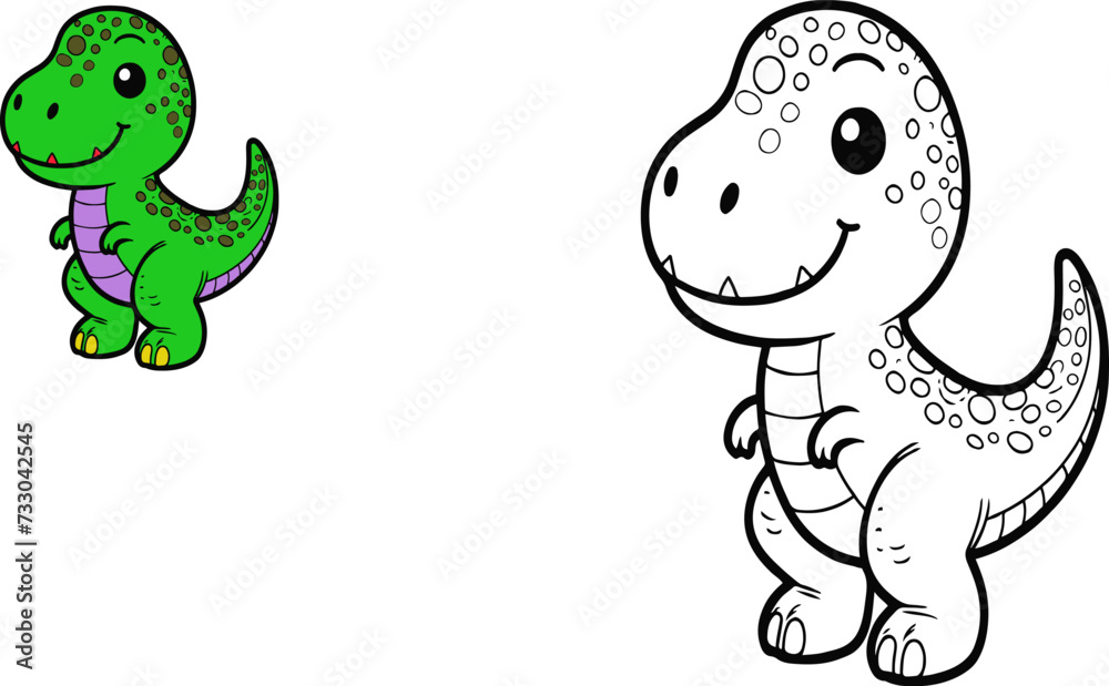 Naklejka premium Illustration of educational coloring book vector-dinosaur, t rex, tyrannosaurus