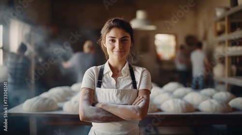 Confident Female Baker in Apron in Artisan Bakery