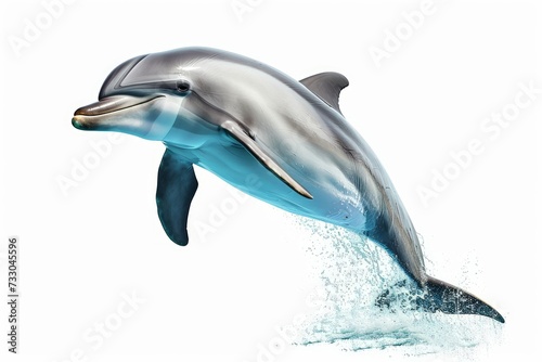 Cute dolphin jumping isolated on white background. Generative AI 
