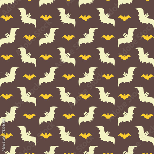 Bat multicolor trendy repeating pattern design vector illustration brown background