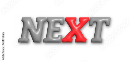 NEXT. 3d lettering for a creative design idea. Modern volumetric template