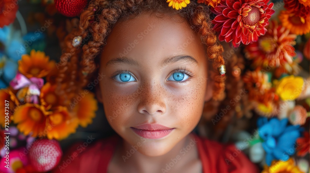 Girl with flower crowns celebrating international day of happiness