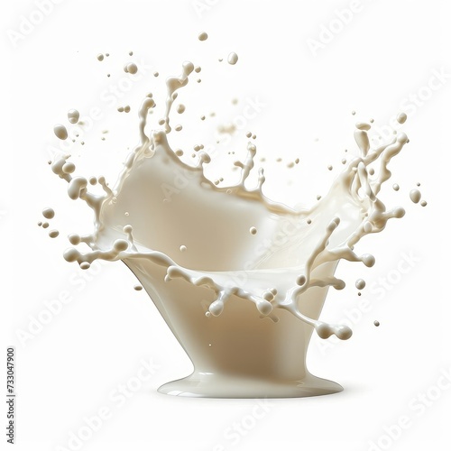 Splash of milk or cream isolated on white background With clipping path. Full depth of field. Focus stacking. Generative AI 