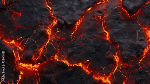 Fiery Lava Textures and Cracks on Volcanic Surface Background