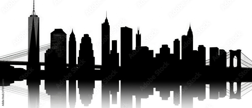 United States Landmarks Skyline Silhouette Style, Colorful, Cityscape, Travel and Tourist Attraction