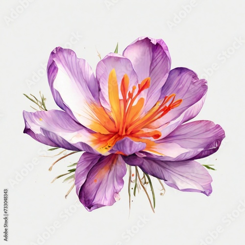 saffron crocu flower illustration, watercolor style design. design for poster, greeting card, web, social media. ai generative