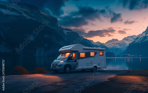 Holiday in motorhome, camping lifestyle