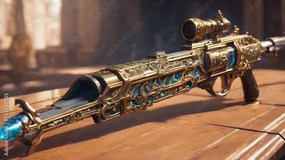 Naklejka premium Future Alien Gun Background Very Cool