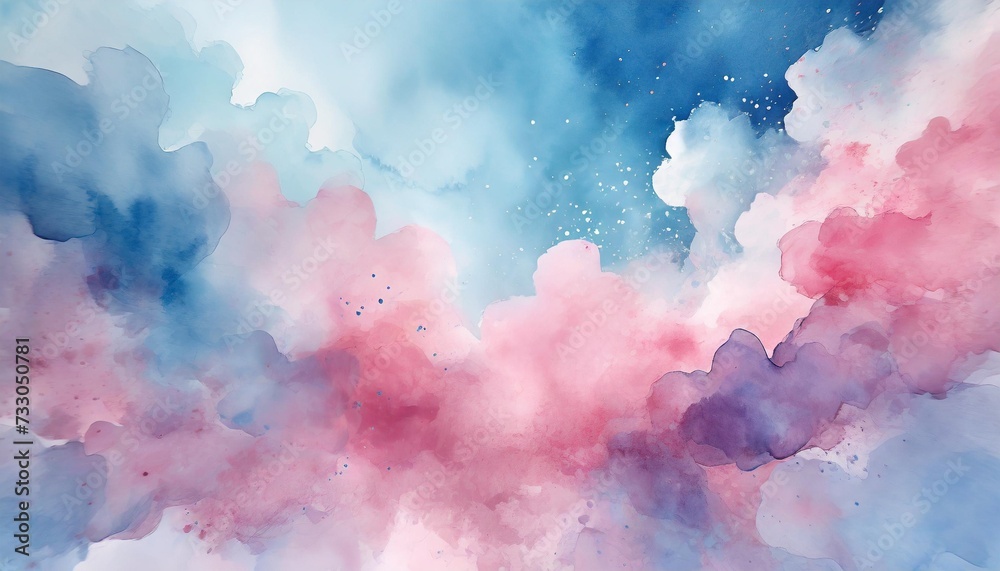 watercolor pink and light blue background watercolor background with clouds