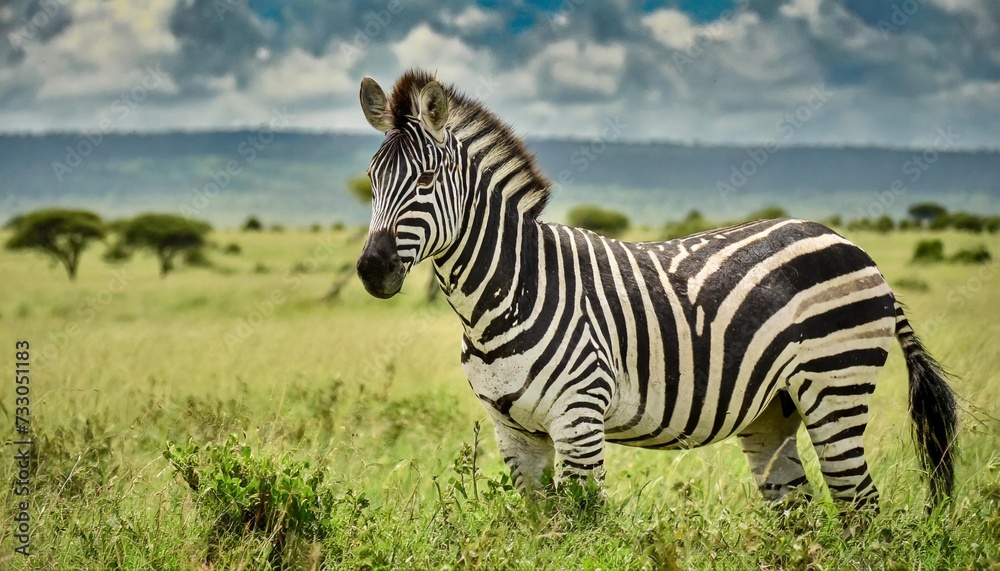 zebra in the serengeti - obrazy, fototapety, plakaty 