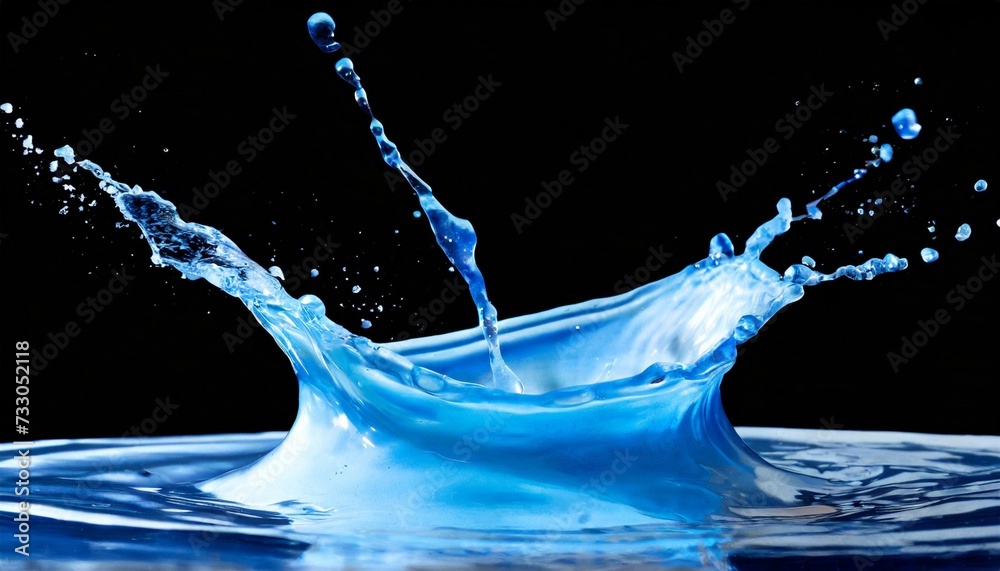 blue splashes isolated on transparent background cutout