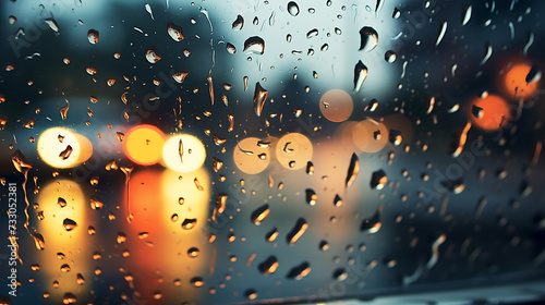 Raindrops on a car's window