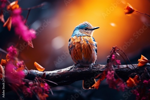 beautiful birds with blurred natural background with generative ai photo
