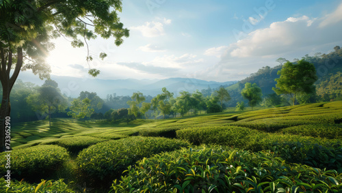Picturesque tea plantation in the mountains