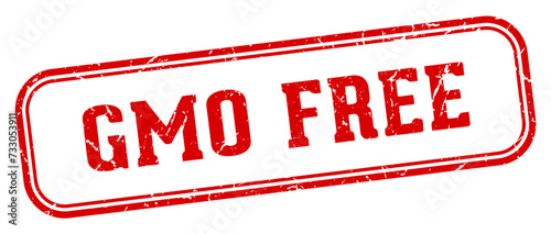 gmo free stamp. gmo free rectangular stamp on white background