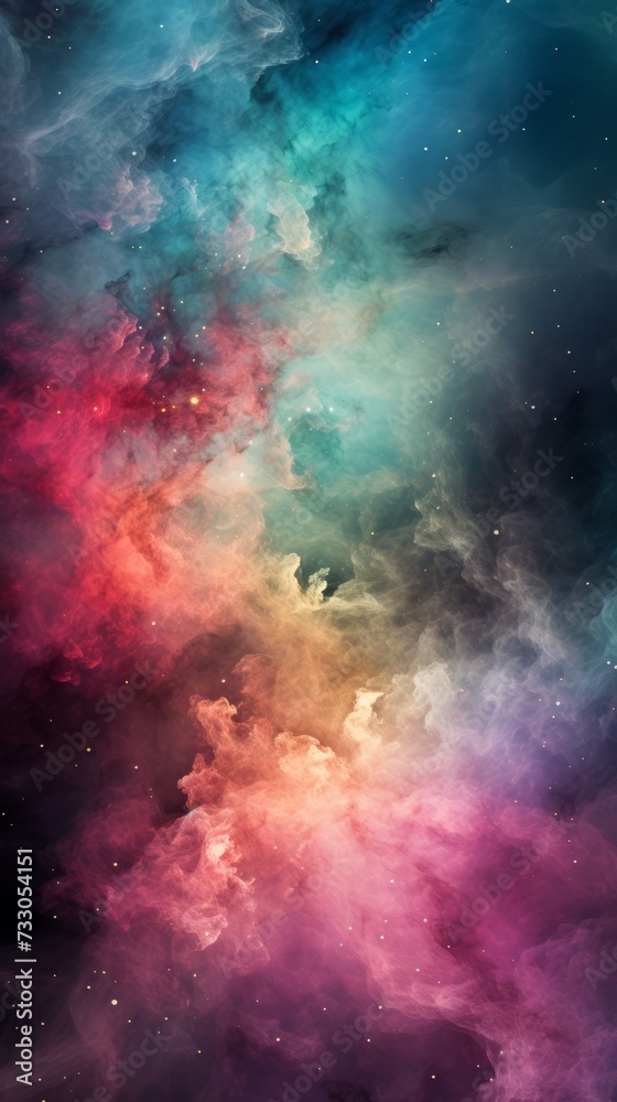 Fototapeta premium Colorful Glowing Nebula with Stars