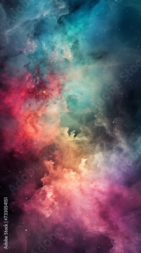 Colorful Glowing Nebula with Stars © Du