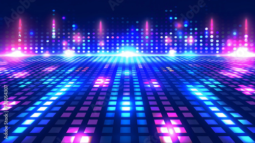 Vibrant Dance Floor with Glowing Neon Lights and Futuristic Party Atmosphere