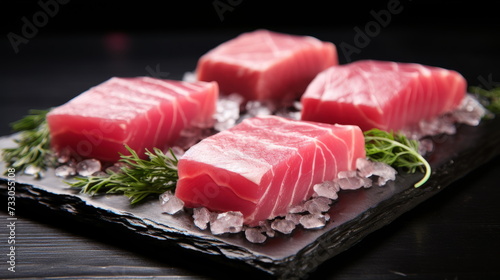 Fresh Tuna Steaks on Ice - Premium Sushi Grade Fish