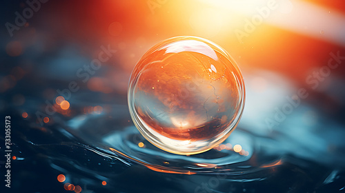 Soap bubble resting on a textured surface