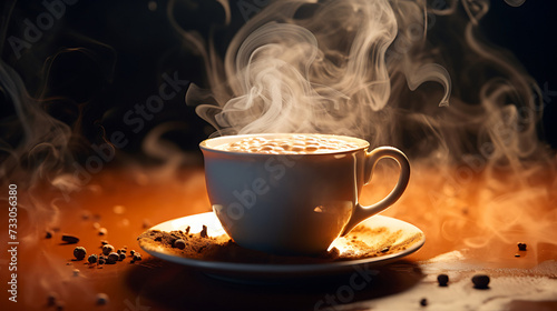 Steam rising from a cup of hot cocoa