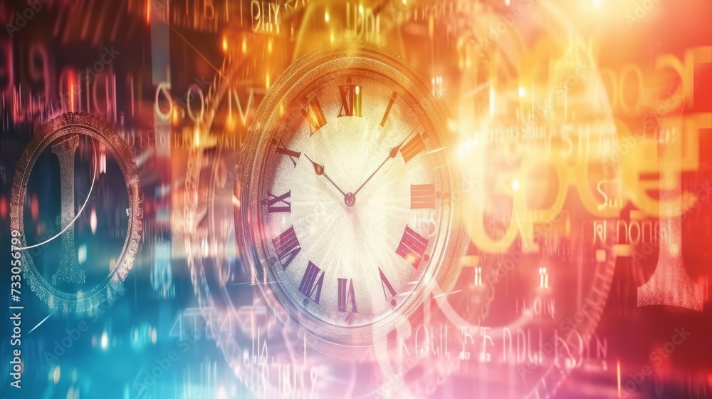 An illustration of a clock with a glowing background