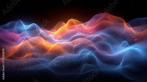Abstract Futuristic Glowing Blue And Orange Color Wave Illustration