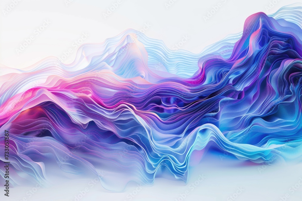 Abstract Technology Waves in Digital Environment. Vivid abstract waves symbolize complex digital data streams in a visualization of advanced technology and business analytics.

