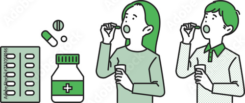Illustration of people taking medicine