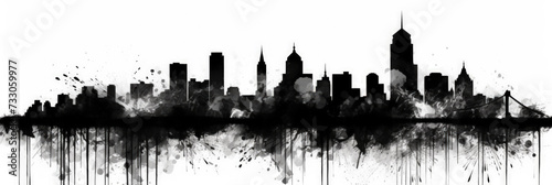 New York City panorama, urban landscape with modern buildings. Business travel and travelling of landmarks. Illustration, web background. Skyscraper silhouette. United States photo