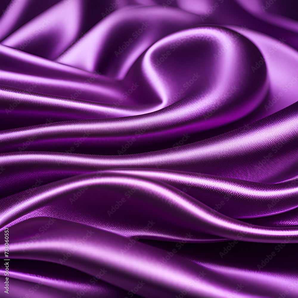 Fototapeta premium rippled purple satin fabric, shiny luxury purple swirl silky backgrounds.