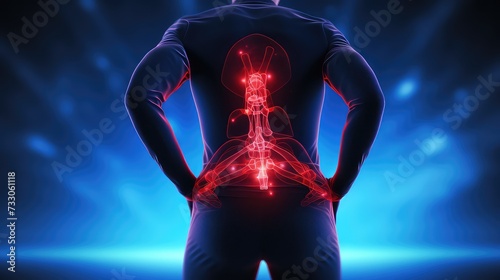 back view of men pain in spine photo