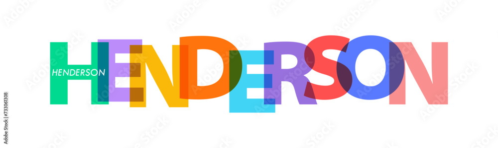 HENDERSON. The name of the city on a white background. Vector design template for poster, postcard, banner HENDERSON. The name of the city on a white background. Vector design template for poster, postcard, banner
