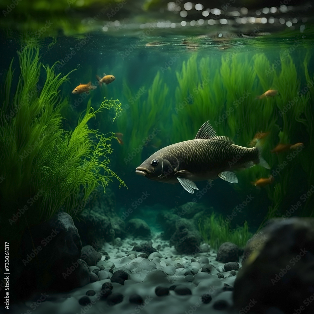 underwater world of the river. underwater world of the river.