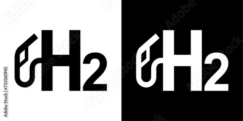 ofvs532 OutlineFilledVectorSign ofvs - h2 hydrogen vector icon . hydrogen filling station logo . isolated transparent . black outline and filled version . AI 10 / EPS 10 / PNG . g11875 photo