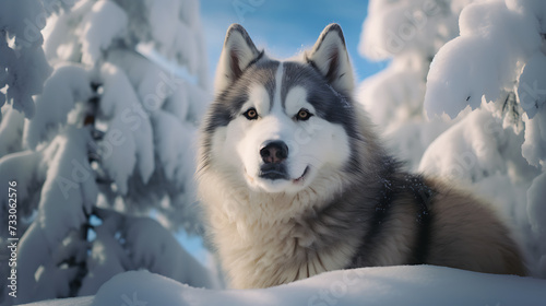 Alaskan Malamute in snow