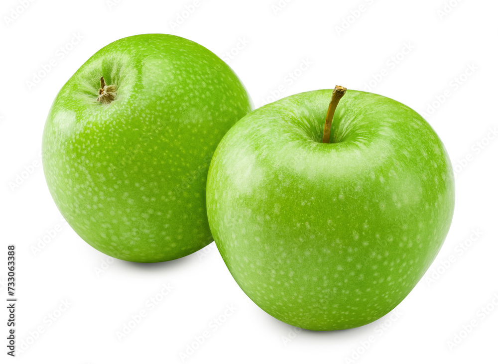 two green apples isolated on white background. clipping path two green apples isolated on white background. clipping path