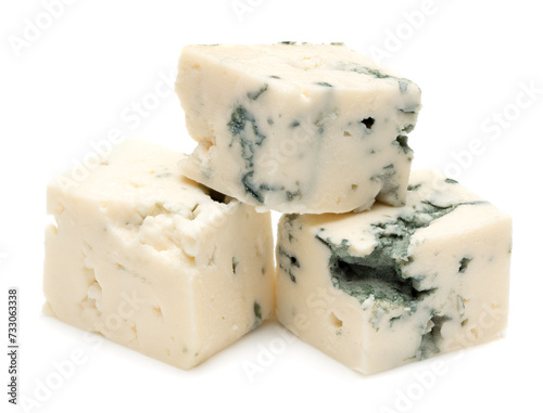 cut of blue cheese isolated on white background. macro. clipping path