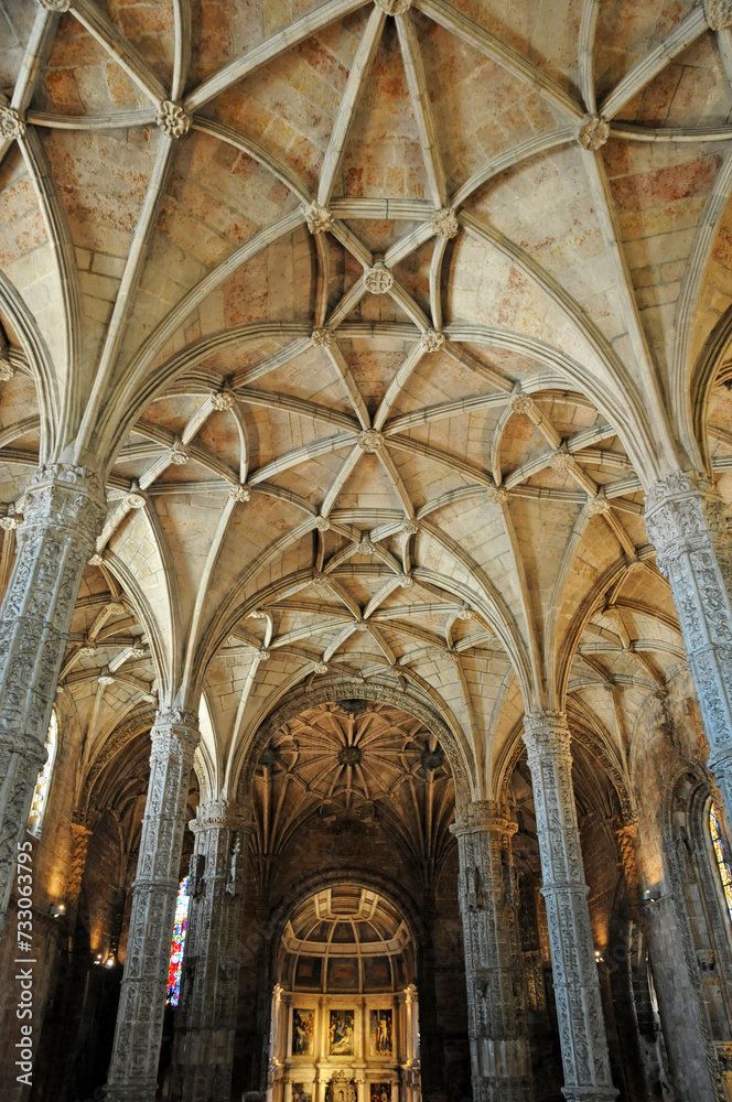 Portugal, interior of Jeronimos monastery in Lisbon