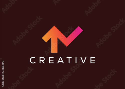 Minimalist arrow growth check mark logo design vector template. Creative modern check arrow logo